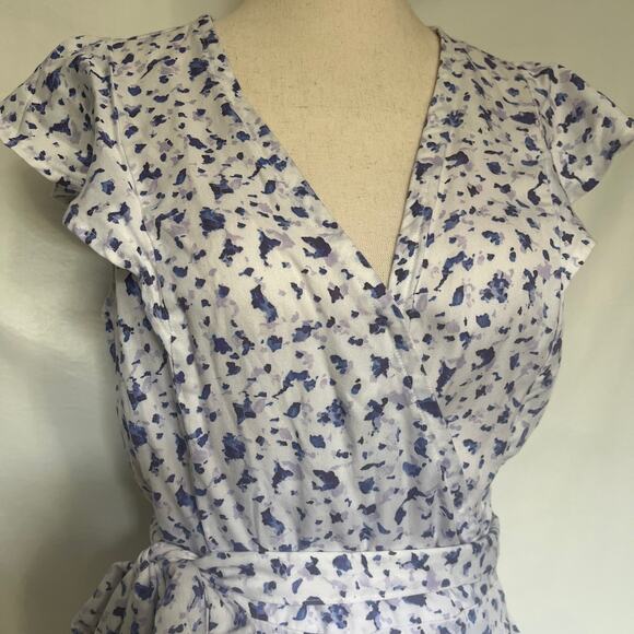 The Drop Caralyn Mirand Wrap Dress Sz S Coquette Cottagecore Ruffle Floral Midi - Picture 2 of 12